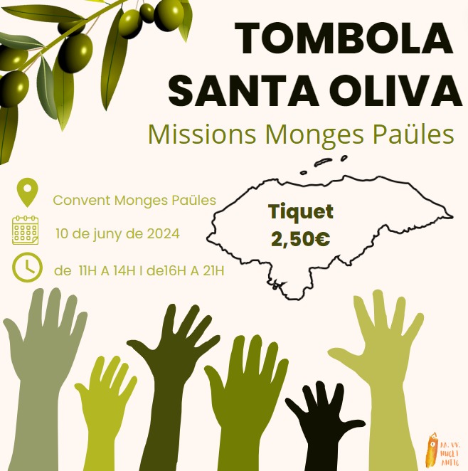 Cartell de la tómbola benèfica  de Santa Oliva 2024