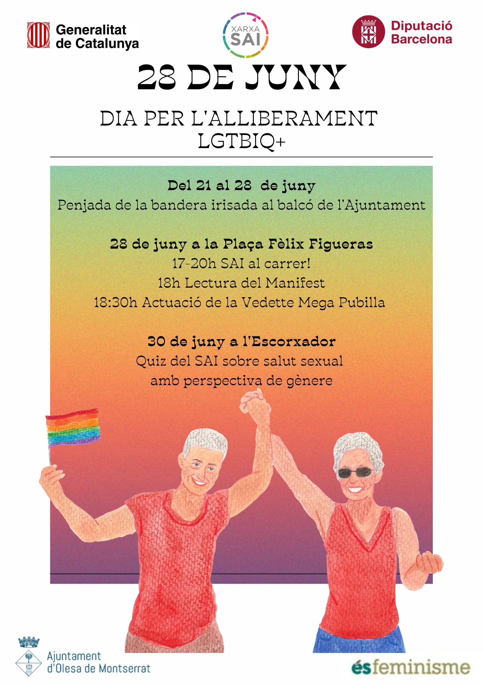 Cartell dels actes pel Dia per l'Alliberament LGTBIQ+ del 2023