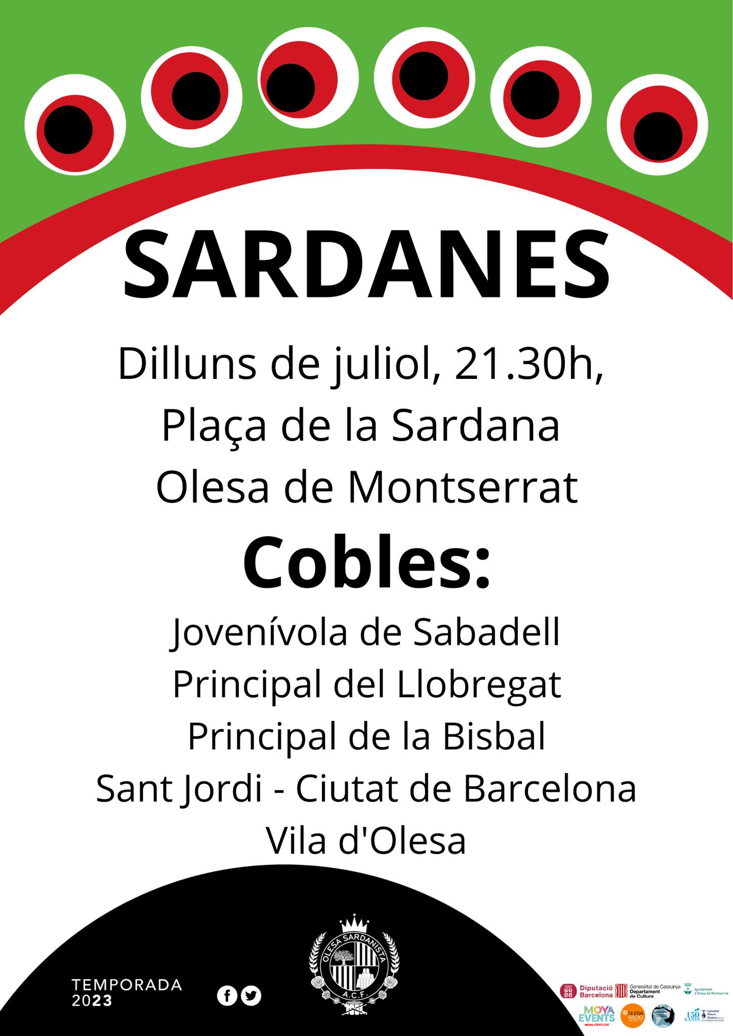 Cartell de les Sardanes a la fresca del juliol 2023