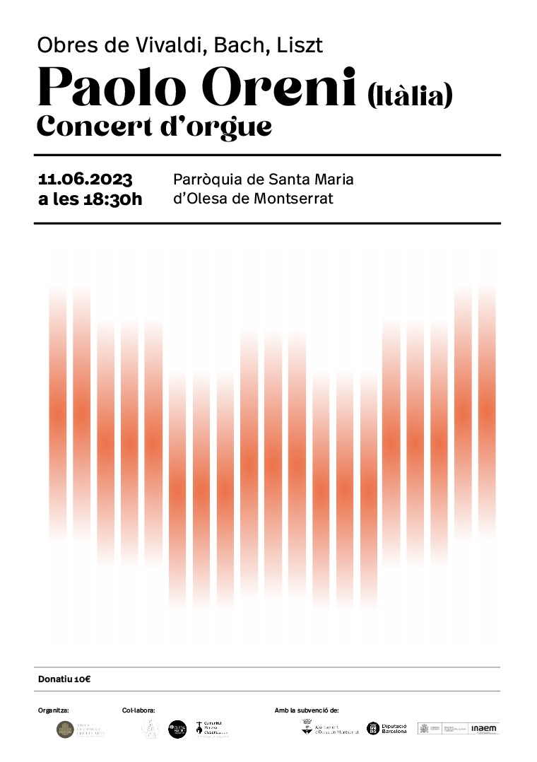 Cartell del concert d'orgue de Paolo Oreni