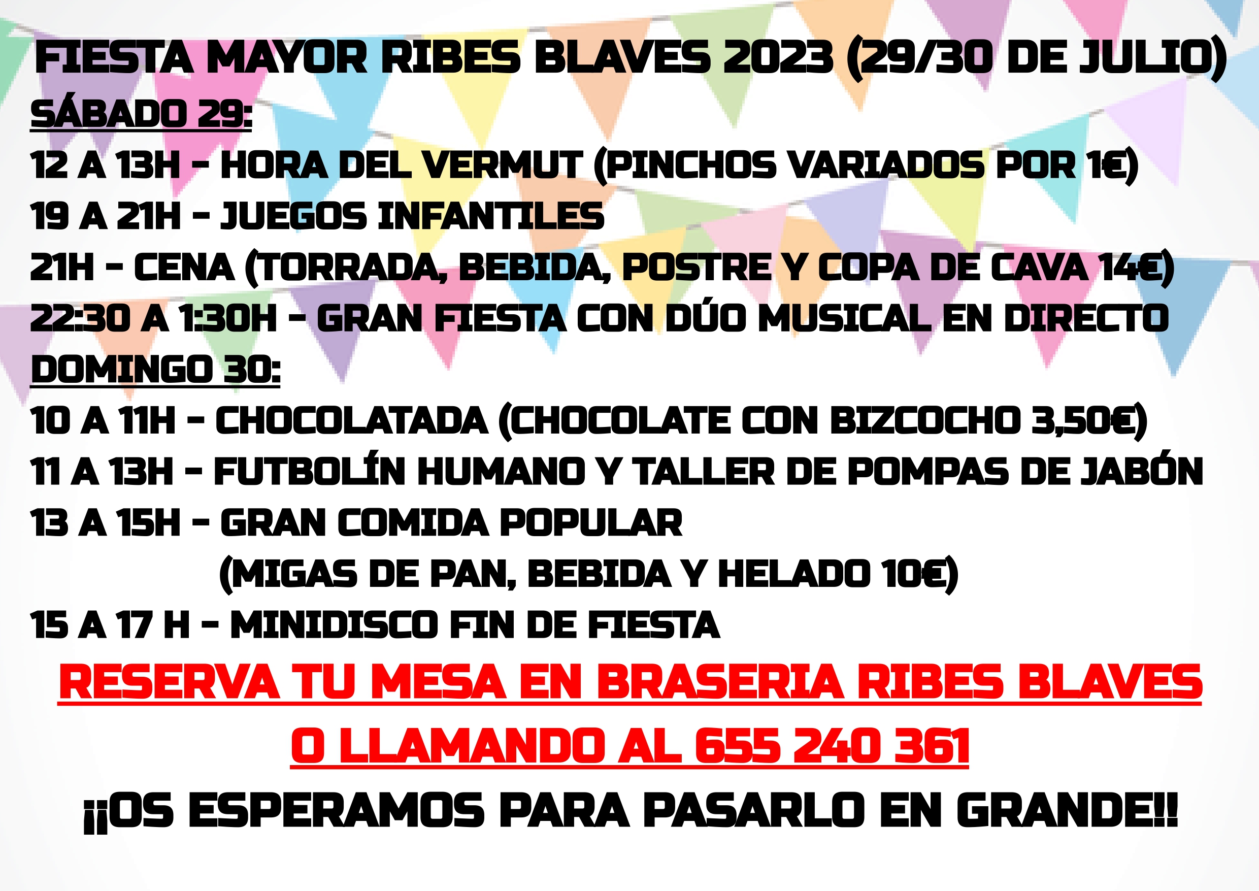 Cartell i programació de la Festa Major de la urbanització de Ribes Blaves 2023
