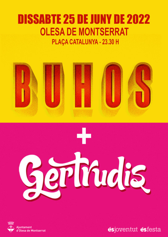 Concert de Buhos i Gertrudis amb la data, hora i lloc