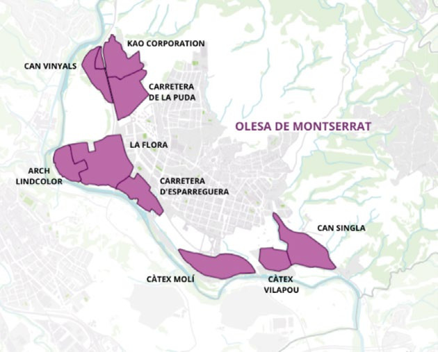 mapa dels polígons industrials d'Olesa