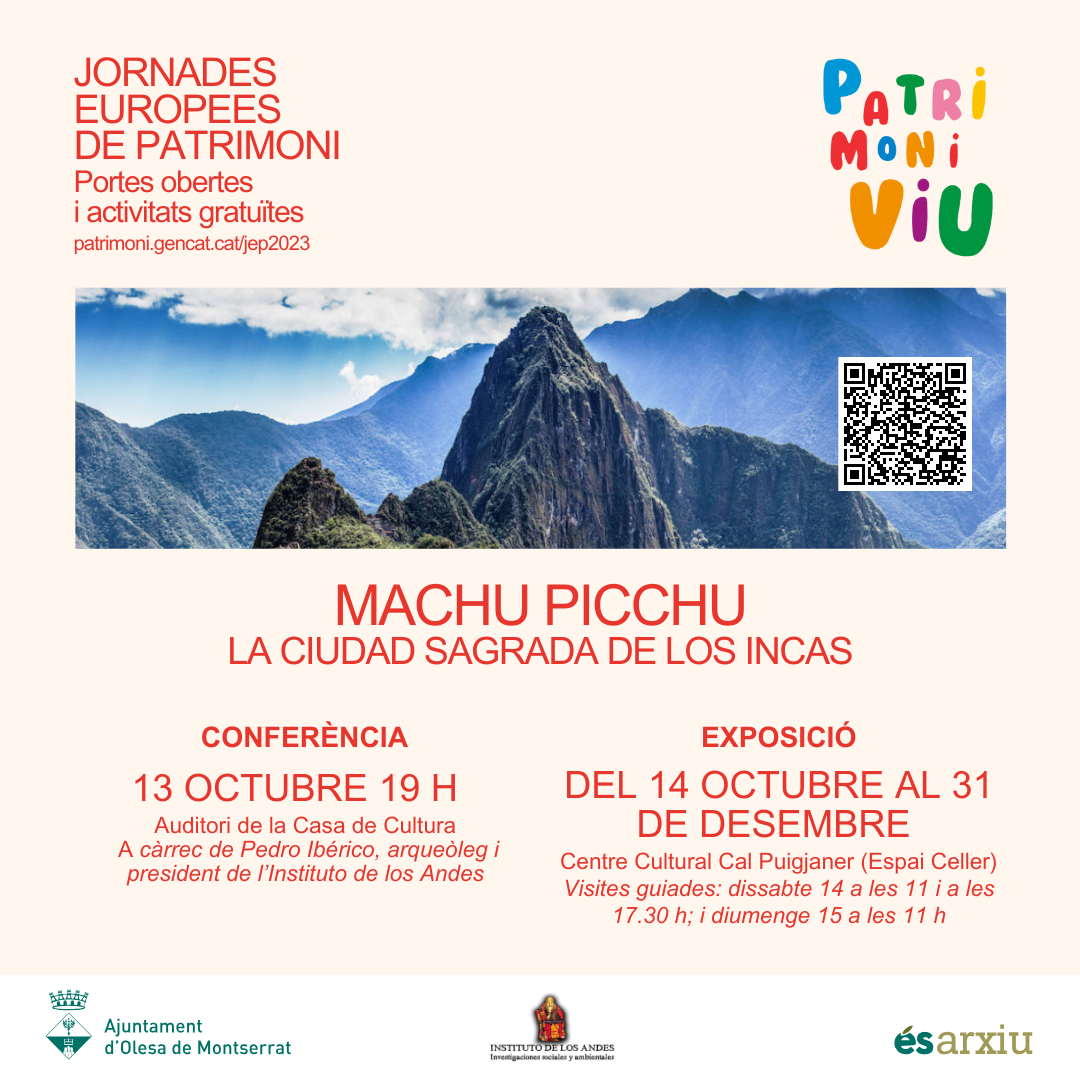 Cartell de les activitat sobre el Machu Picchu per les Jornades Europees del Patrimoni 2023