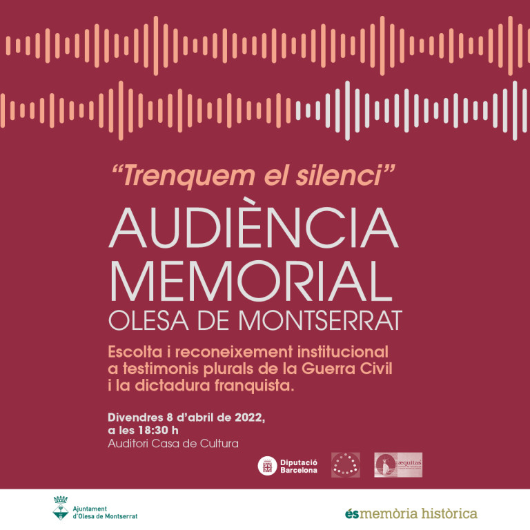 Cartell Audiència memorial. Testimonis de la Guerra Civil i la dictadura franquista