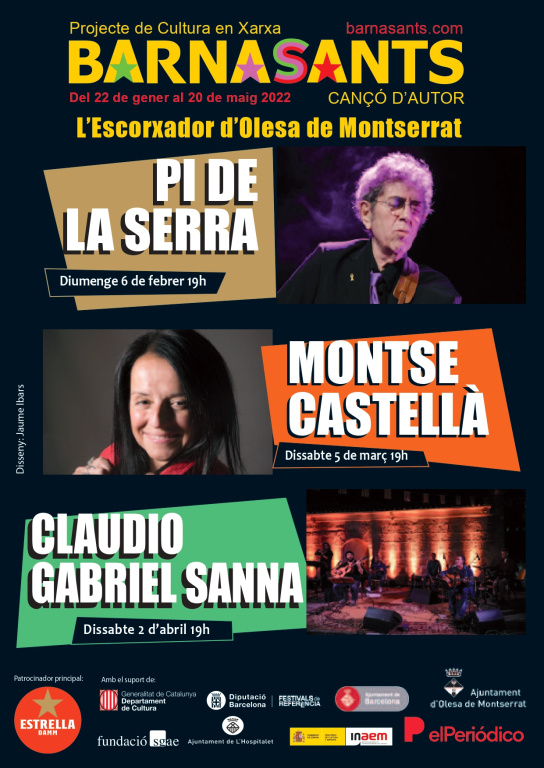 Cartell del Barnasants anunciant Pi de la Serra, Montse Castellà i Claudio Gabriel Sanna