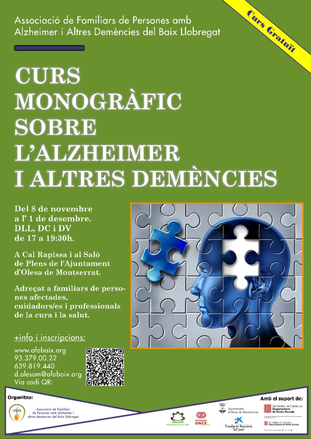 Cartell del curs monogràfic sobre l'Alzheimer i altres demències