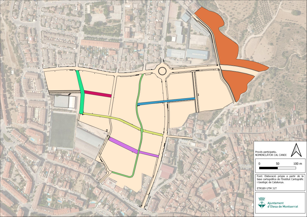 Mapa d'ubicació dels carrer de Cal Candi