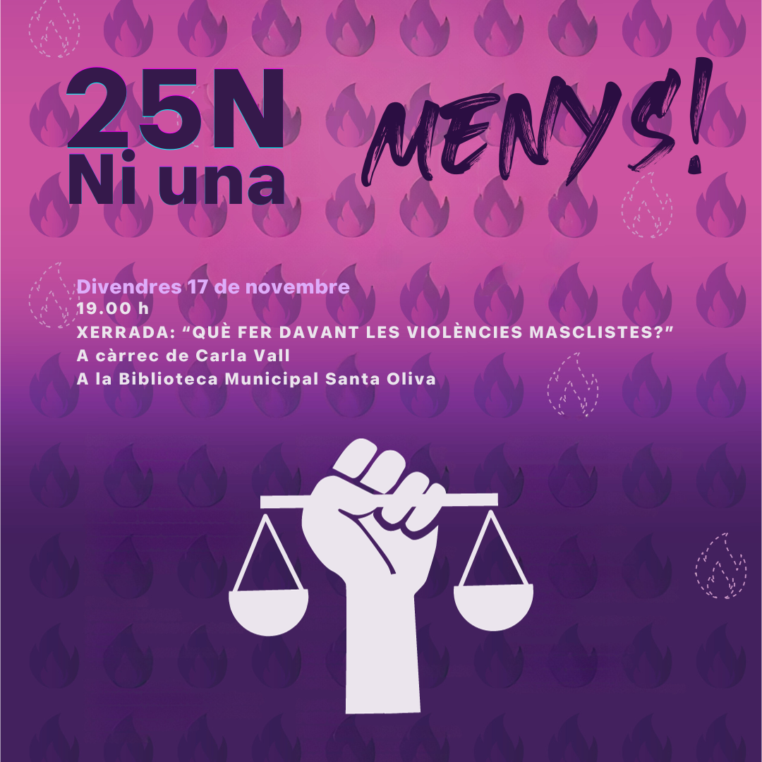 Cartell de la xerrada "Què fer davant les violències masclistes?" pel 25N 2023