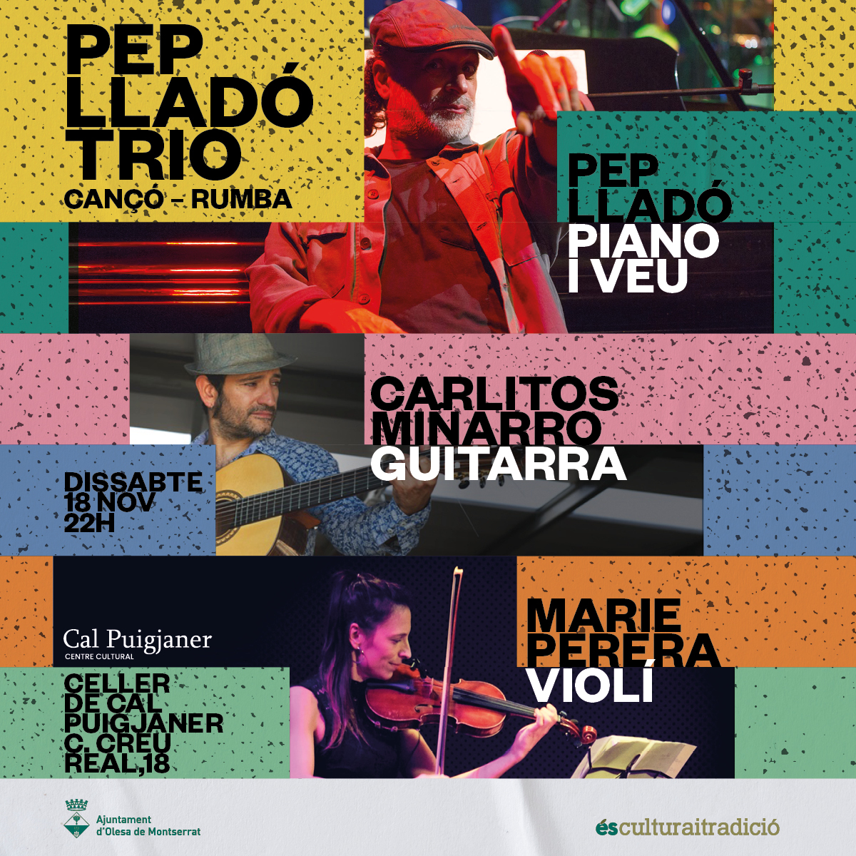 Cartell del concert al Centre Cultural Cal Puigjaner de Pep Lladó Trio