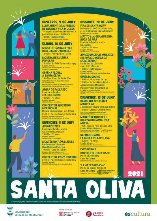 Cartell Santa Oliva amb tot el detall d'activitats que es faran a Olesa