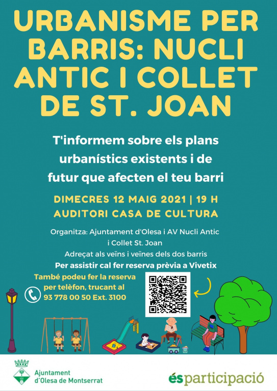 Cartell Urbanisme per barris del Nucli antic i collet de St. Joan amb data i lloc