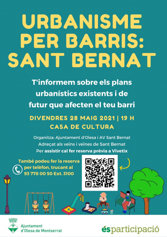Cartell Urbanisme per barris de Sant Bernat amb data i lloc
