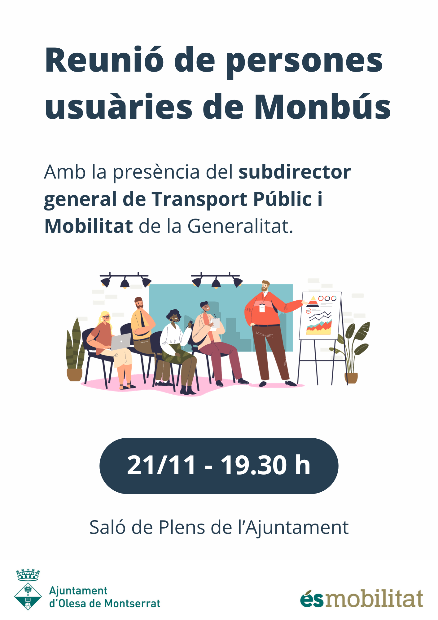 Cartell de la reunió de Mobilitat amb les persones usuàries del servei de Monbús