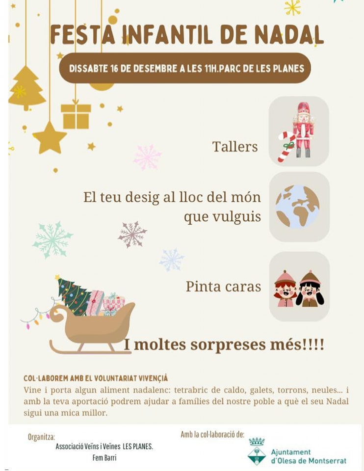 Cartell de la Festa Infantil de Nadal de l'AV Les Planes 2023
