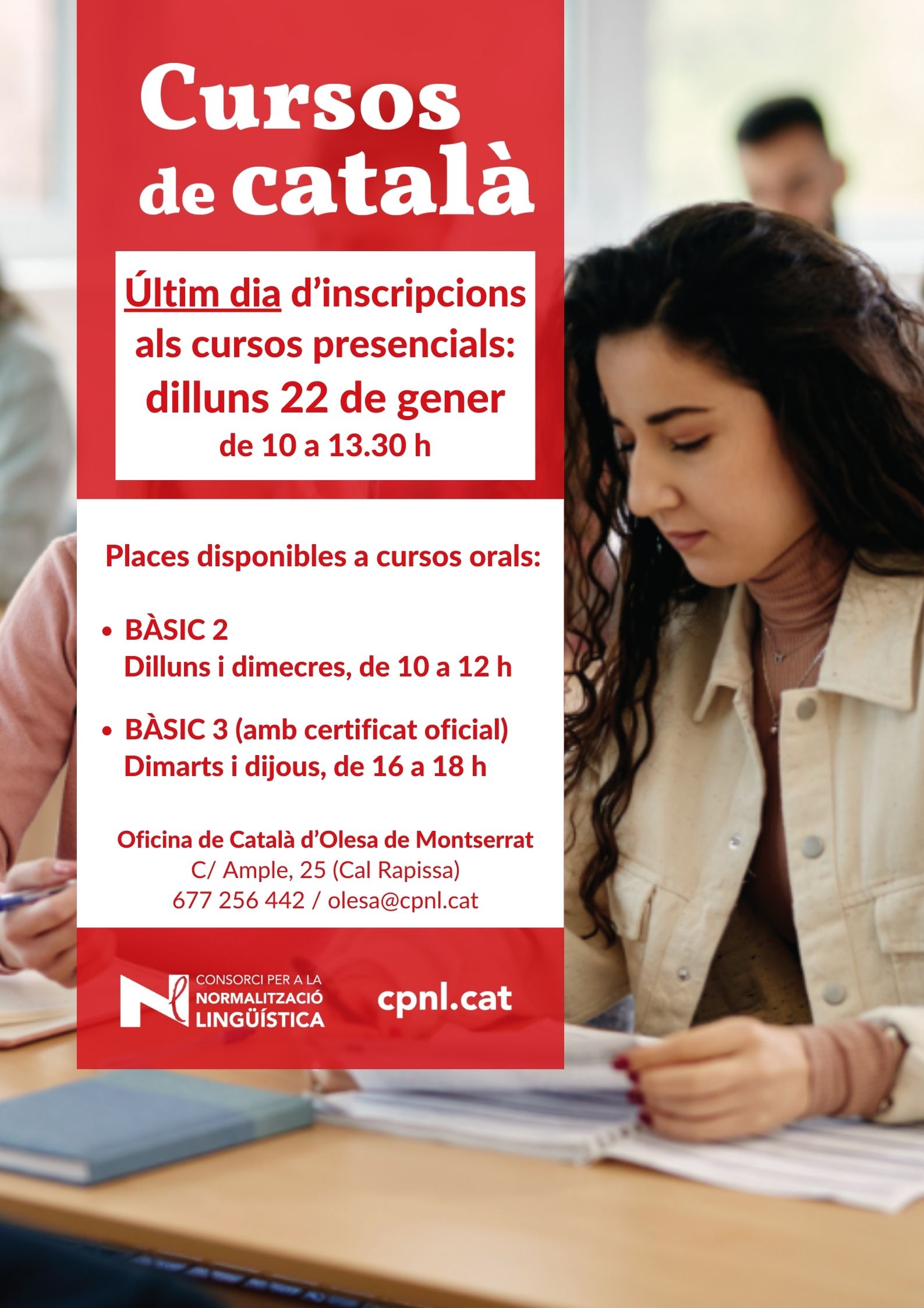 Cartell cursos de català del CPNL pel 2024
