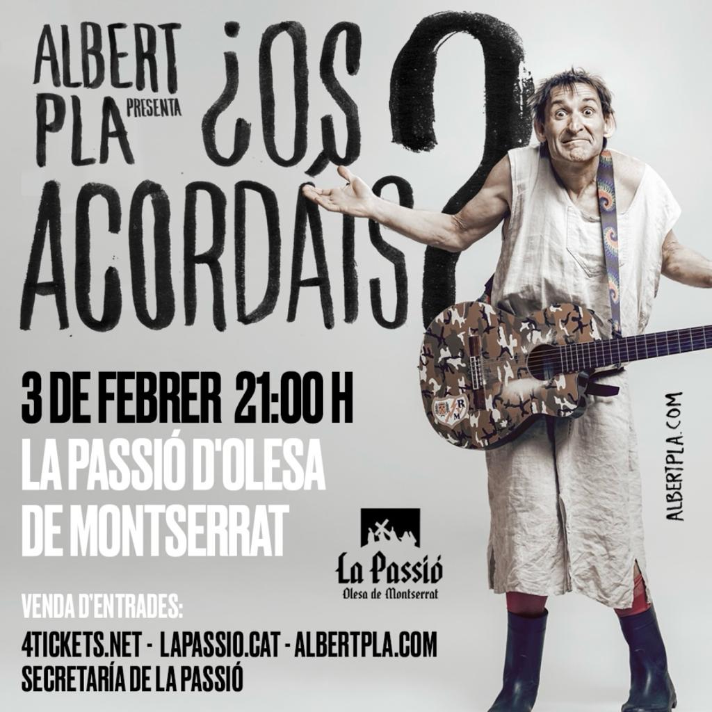 Cartell del concert d'Albert Pla a la Passió febrer 2024