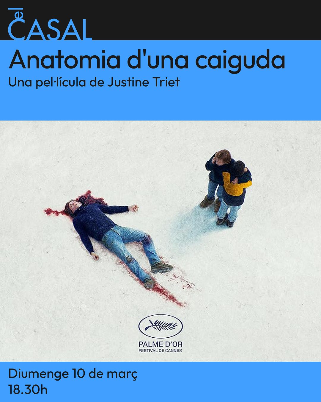 Cartell de la projecció de la pel·lícula Anatomia d'una caiguda març 2024