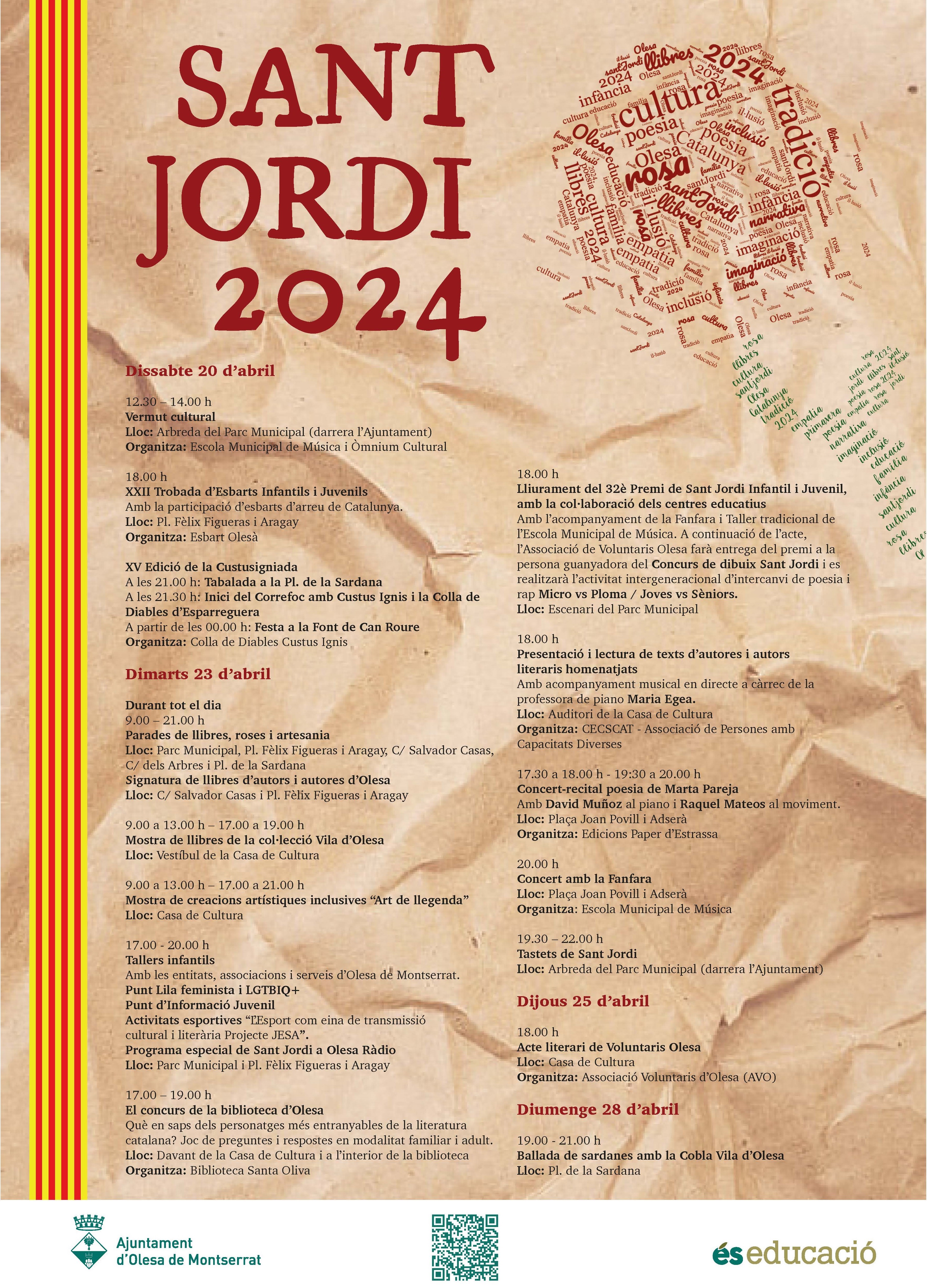 Cartell dels actes de Sant Jordi 2024
