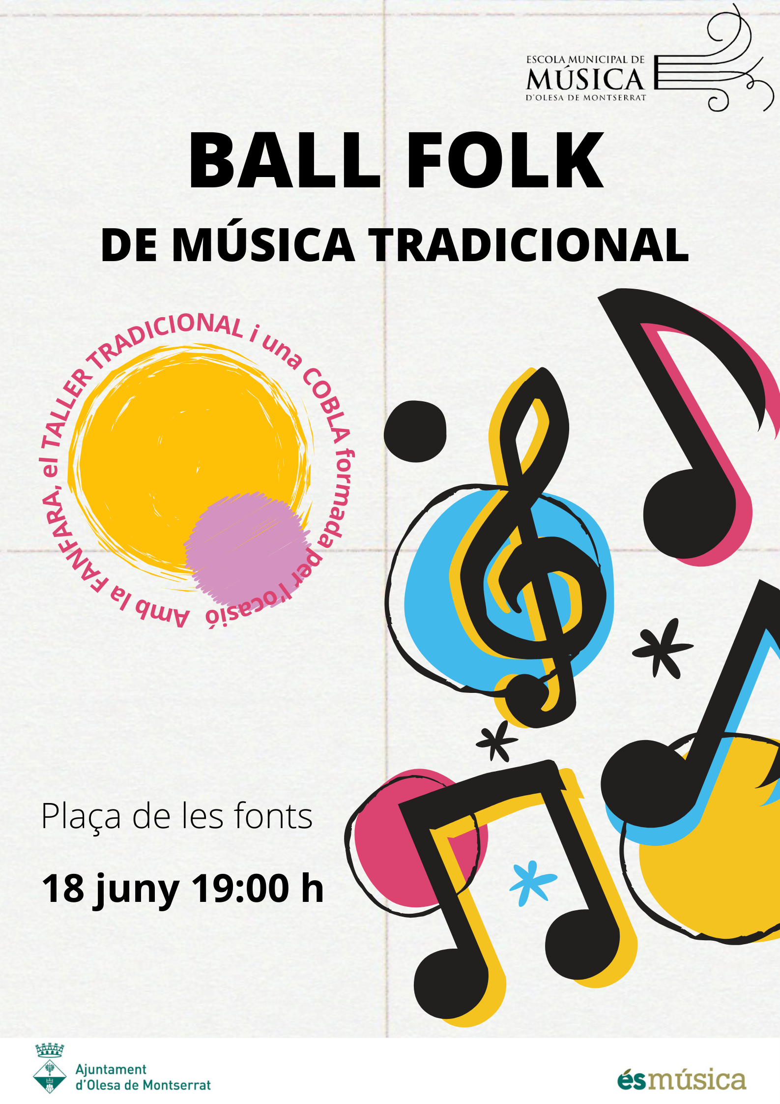 Cartell del ball folk de l'Escola de Música juny 2024