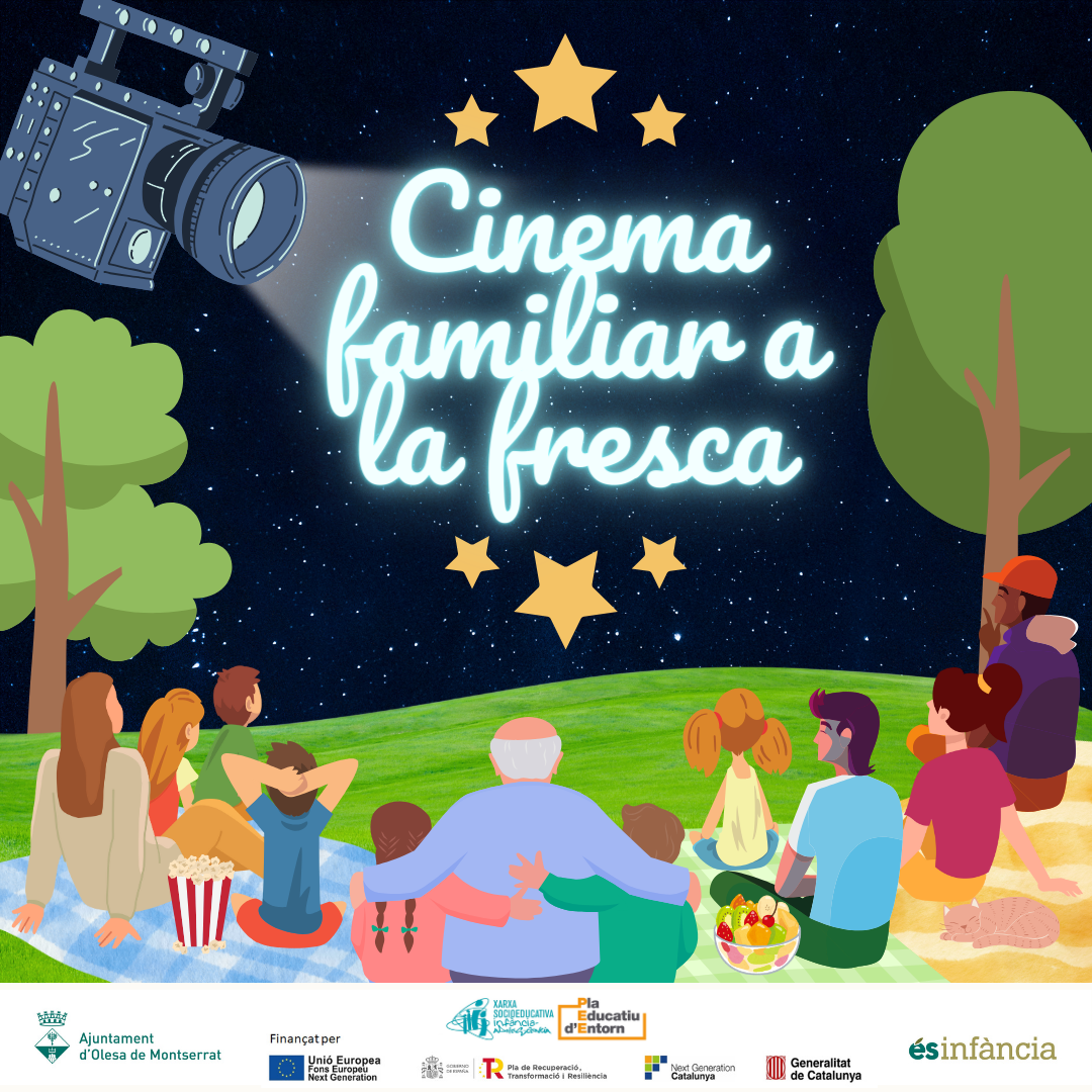 Cartell de l'activitat cinema familiar a la fresca. Festes de Santa Oliva 2024.