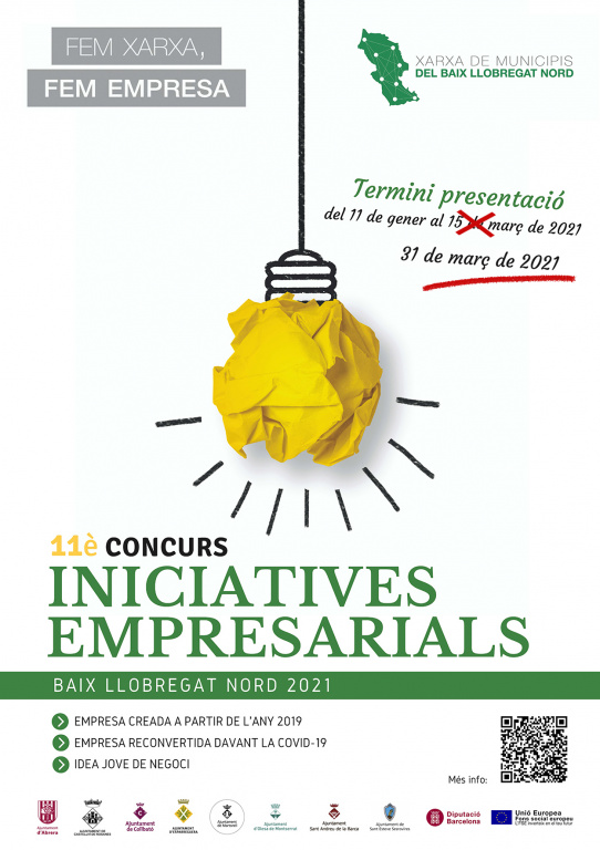 Ampliat fins al 31 de març el termini de presentació de candidatures de l’11è Concurs d’Iniciatives Empresarials del Baix Llobregat Nord Fem Xarxa, Fem Empresa