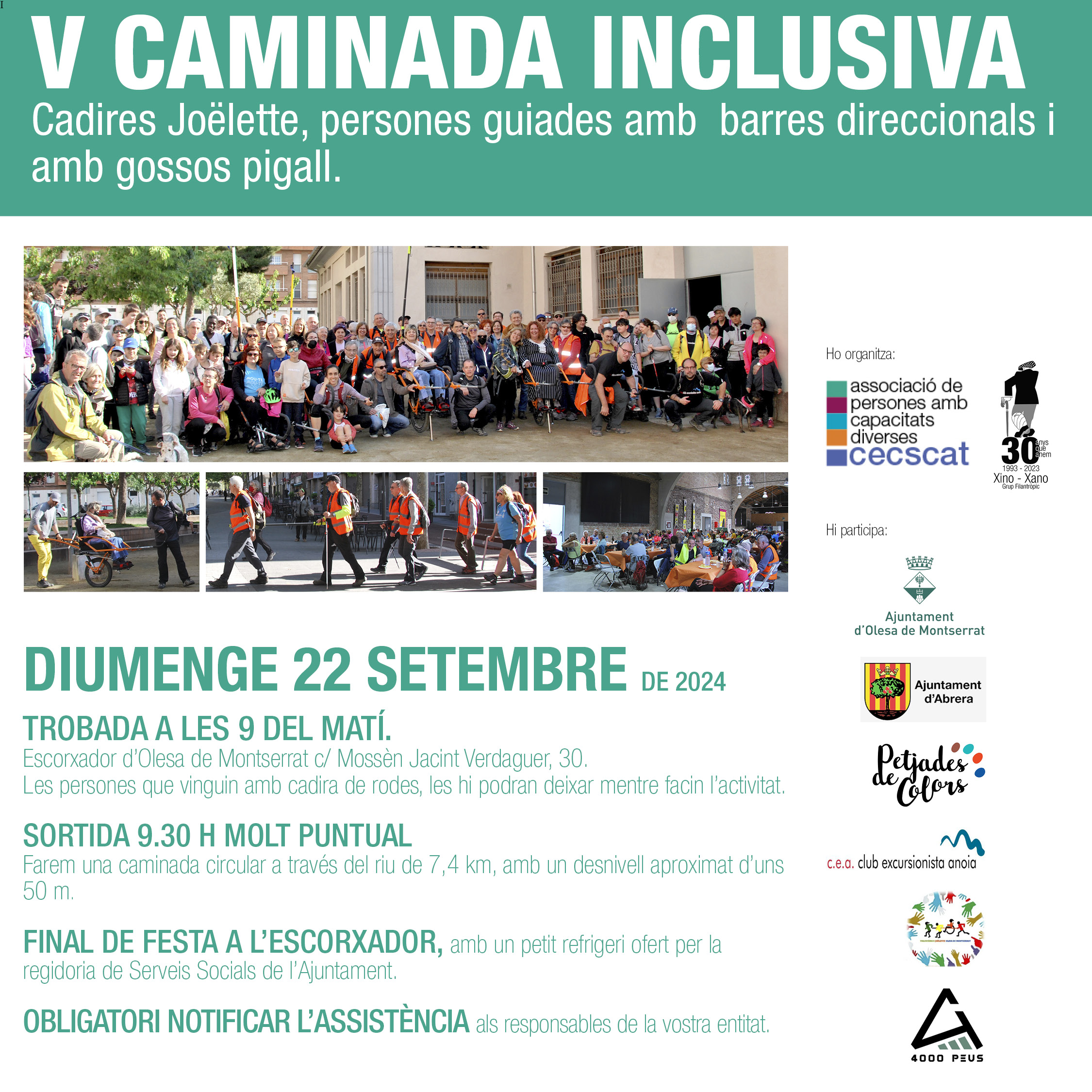 Cartell de la V Caminada Inclusiva setembre 2024