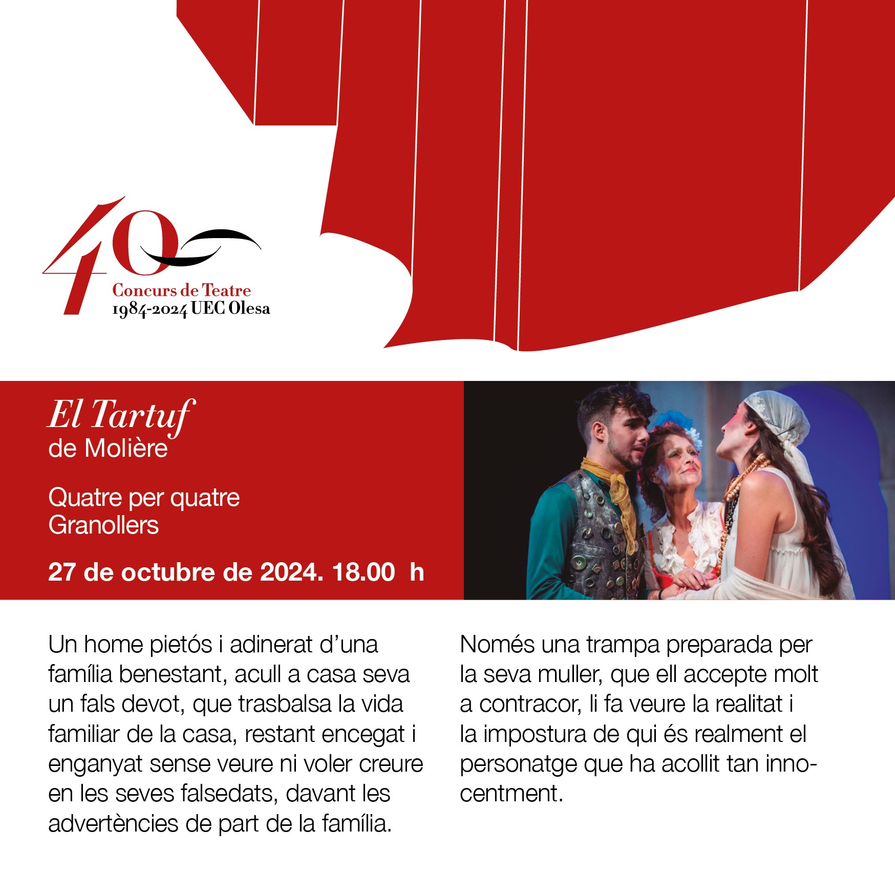 Cartell de l'obra de teatre el Tartuf octubre 2024