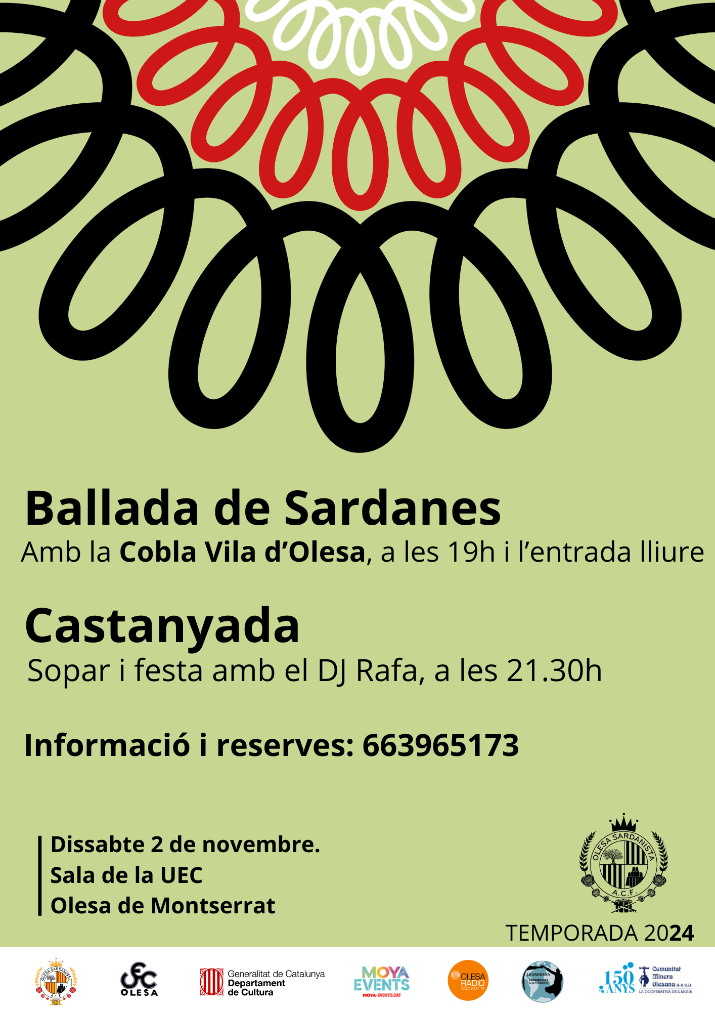 Cartell del ball de sardanes per la castanyada 2024