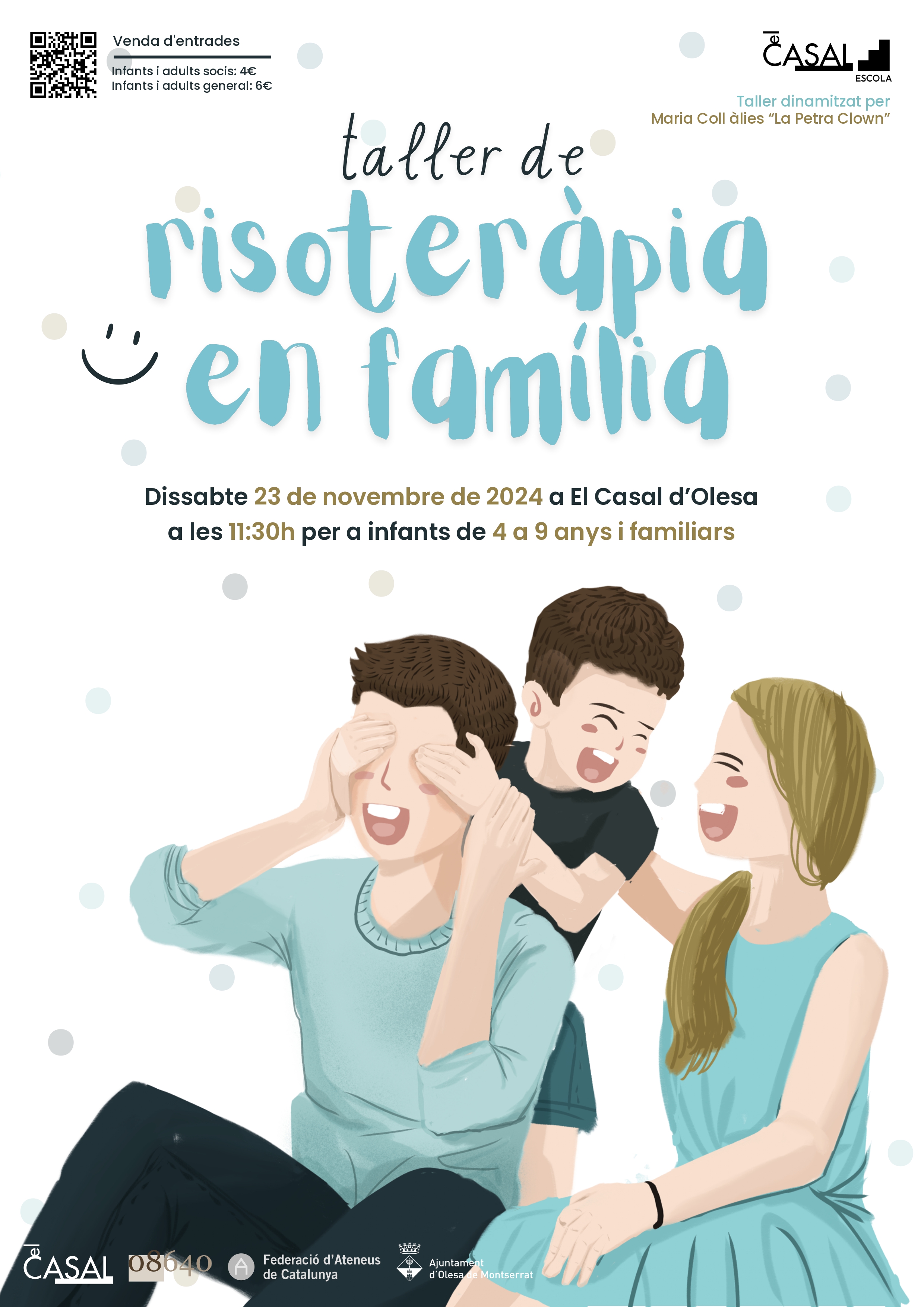 Cartell del taller de risoteràpia en família al casal novembre 2024