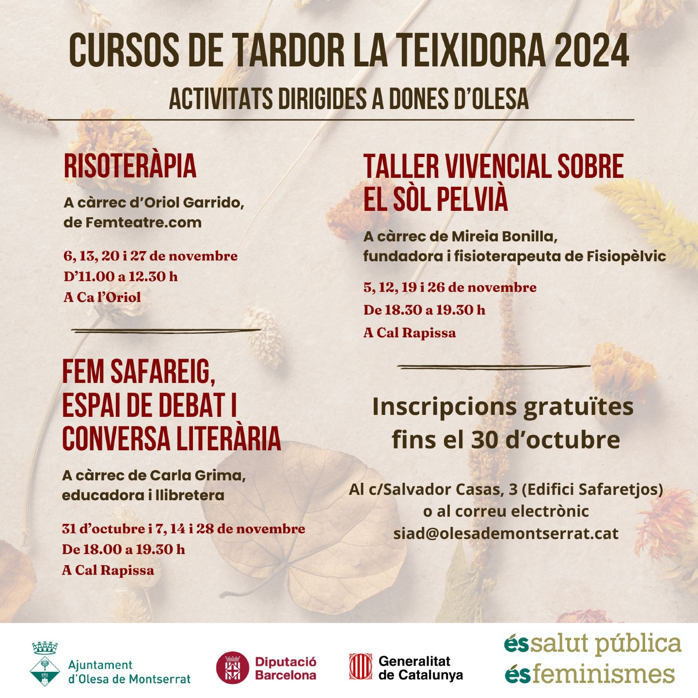 Cursos de Tardor de La Teixidora 2024