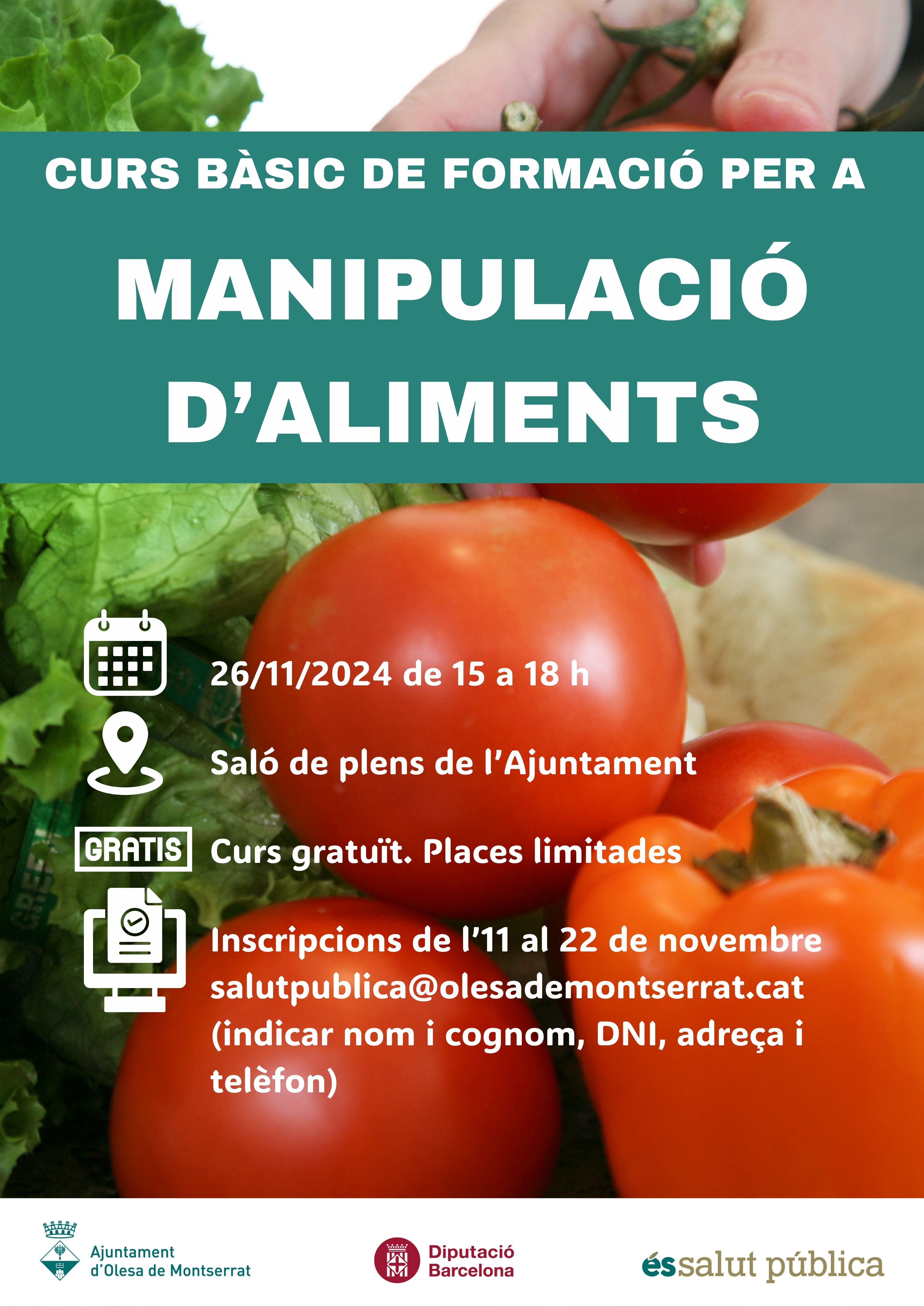 Cartell del curs de manipulador d'aliments novembre 2024