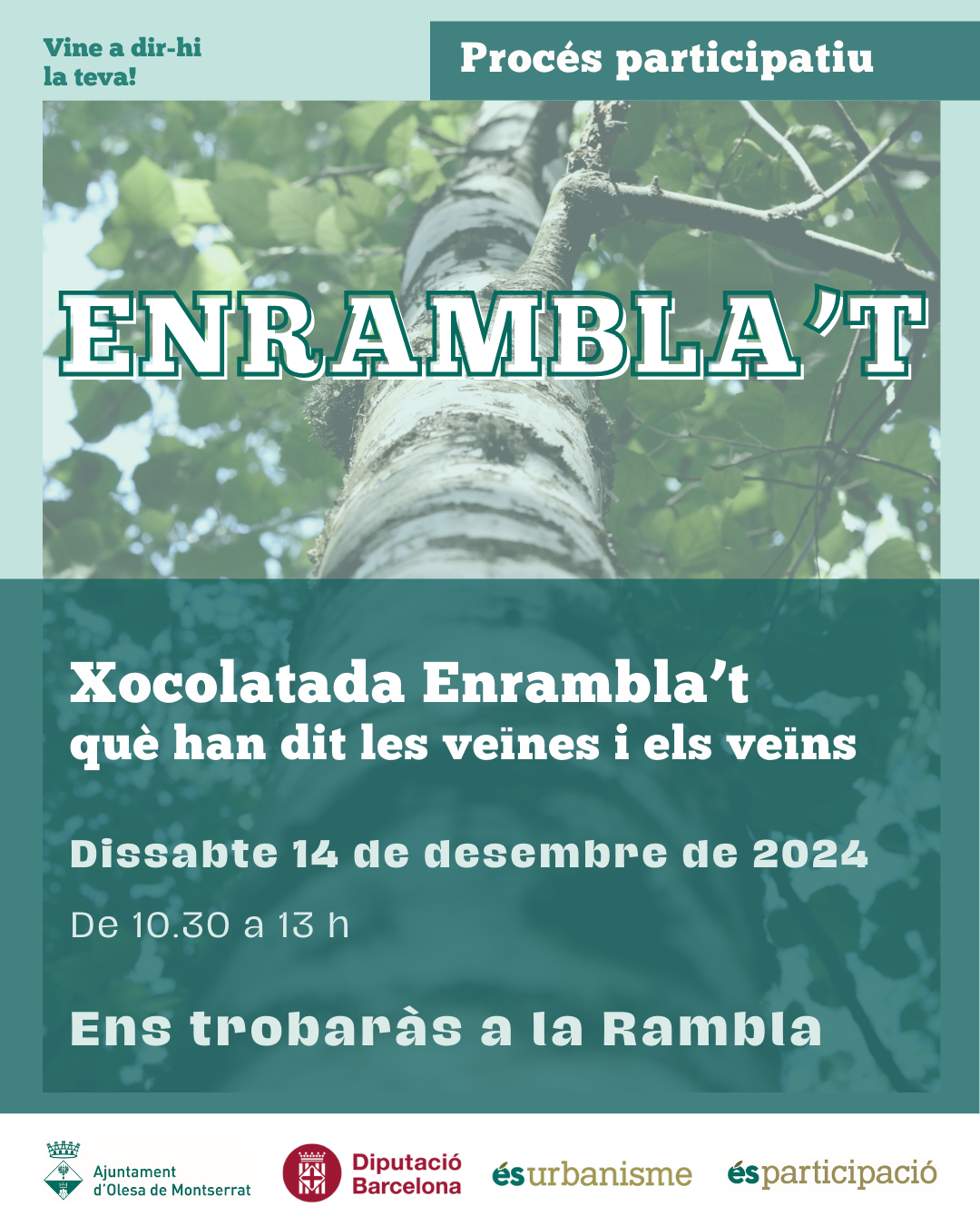 Cartell de la xocolatada popular pel projecte Enrambla't 2024