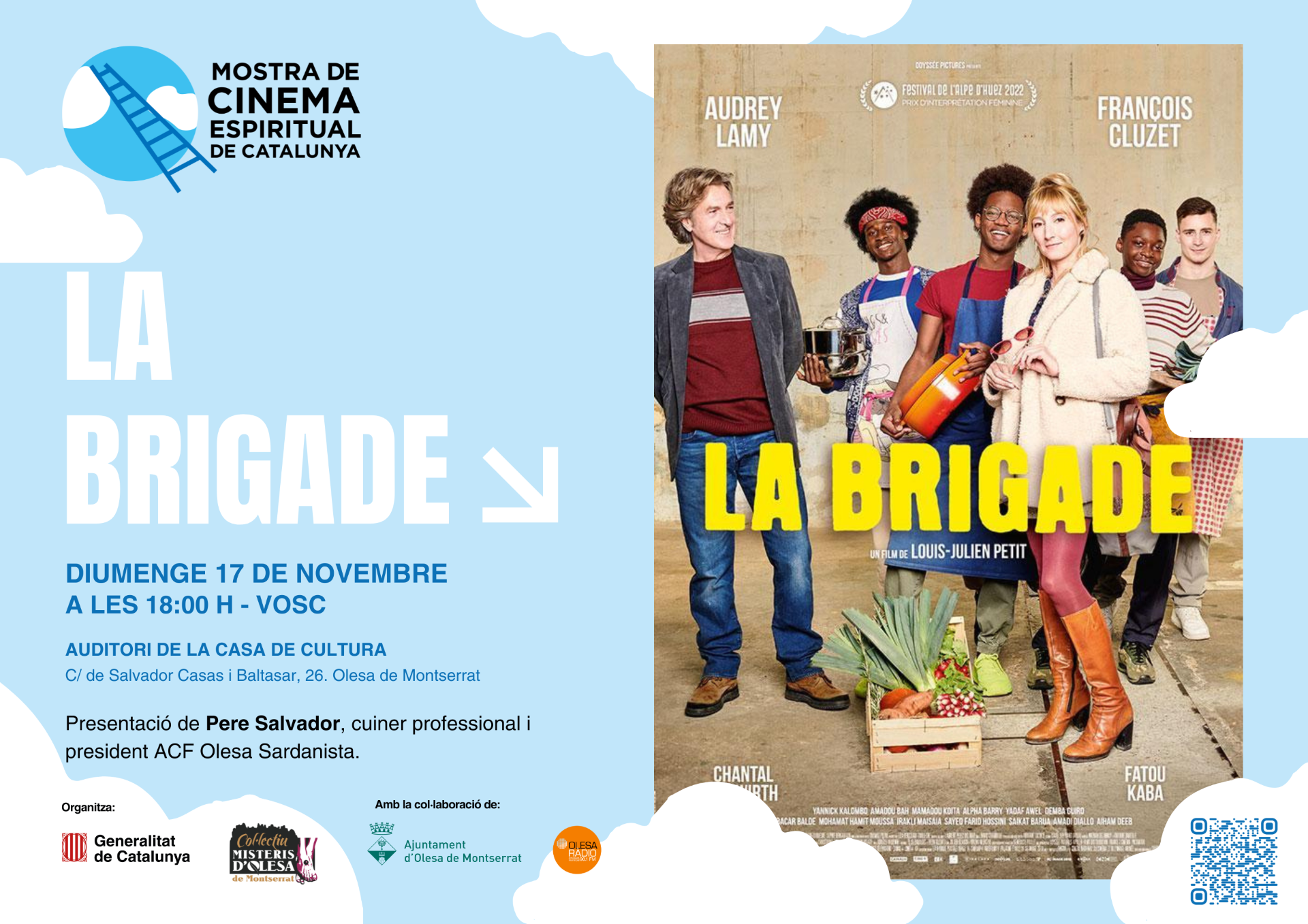 Cartell de la projecció de la pel·lícula La Brigade dins el marc de la Mostra de Cinema Espiritual de Catalunya i el 25 N