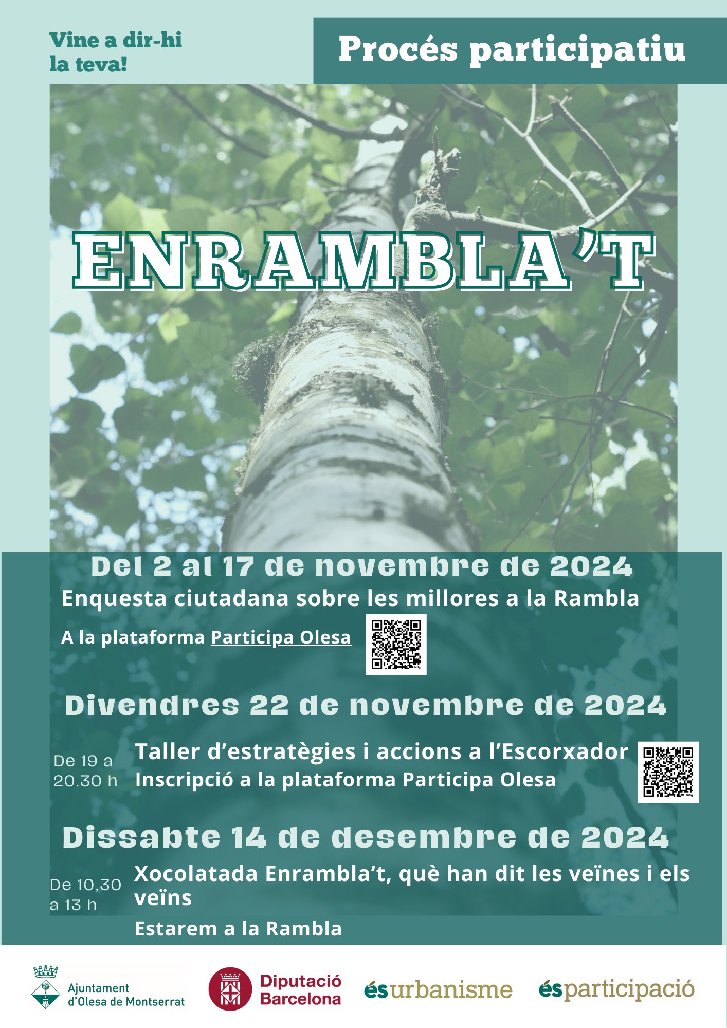 Cartell de les activitats de treball del projecte Enrambla't 2024