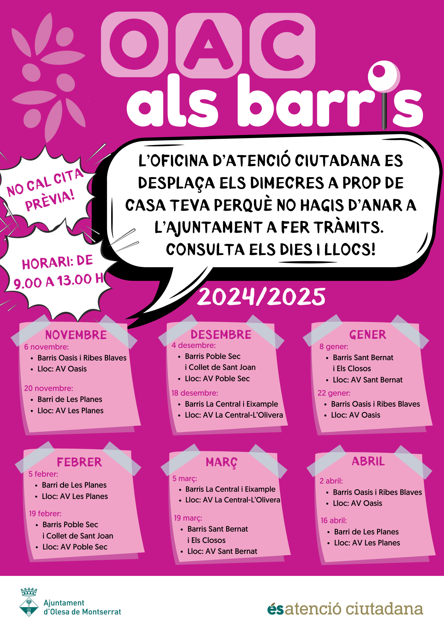 Cartell de la segona edició de l'OAC als barris pel novembre de 2024