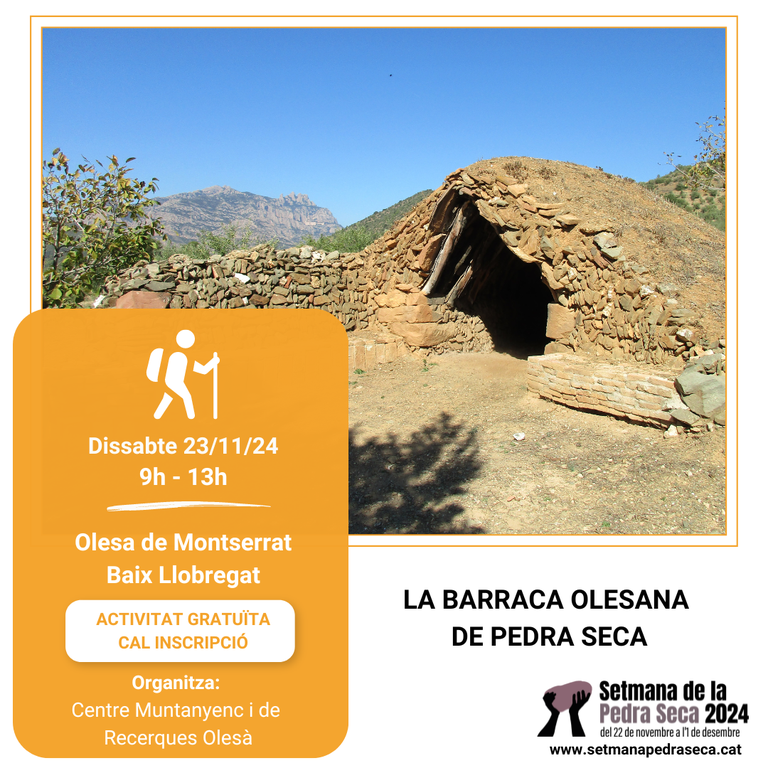 Cartell de la sortida per conèixer la Barraca Olesana en la Setmana de la Pedra Seca 2024