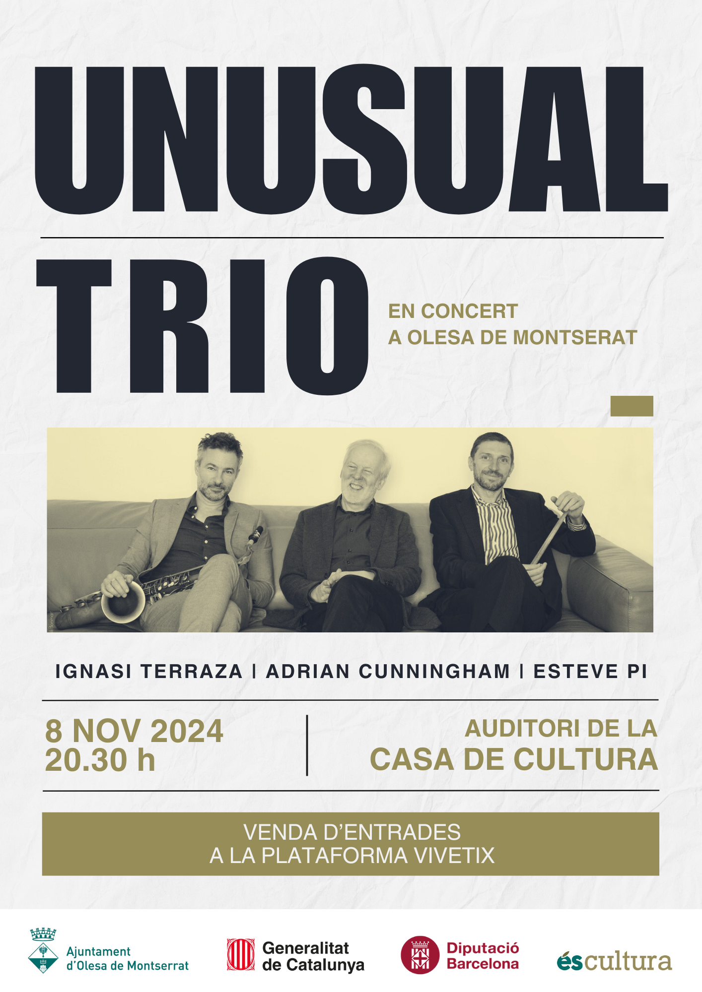 Cartell del concert d'Ignasi Terraza i el seu Unusual Trio el novembre de 2024