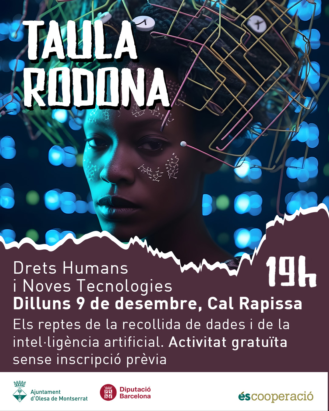 Cartell de la Taula rodona pel dia dels Drets Humans 2024