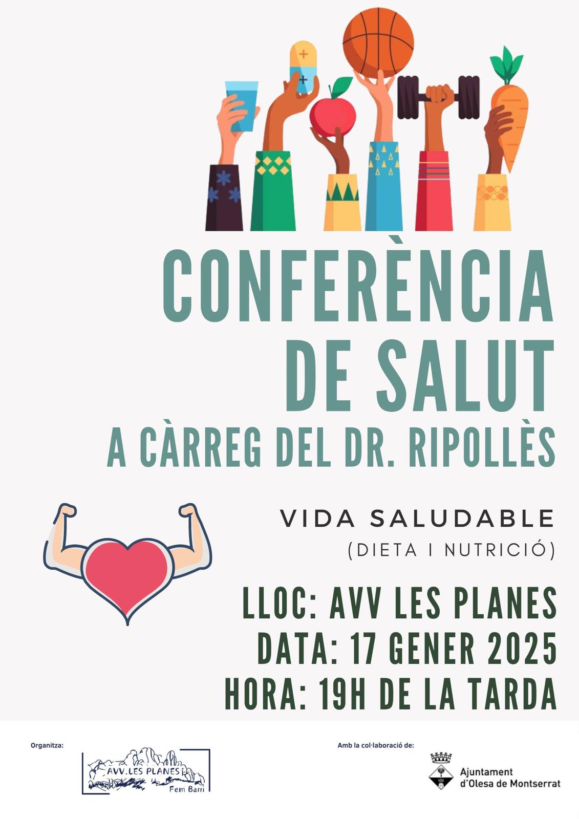 Cartell de la conferència de salut a l'AV Les Planes