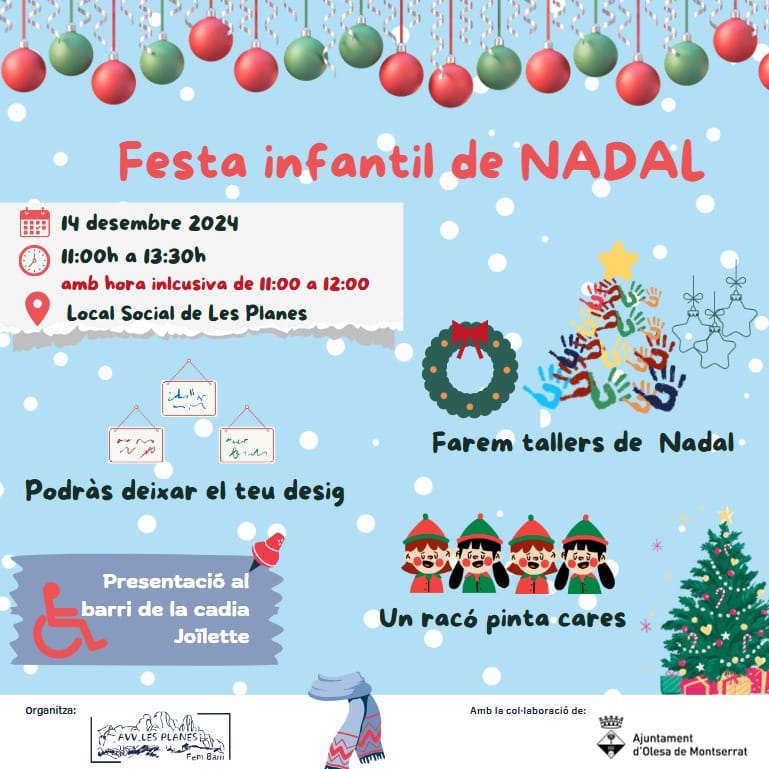 Cartell de la Festa Infantil de Nadal de l'AV Les Planes