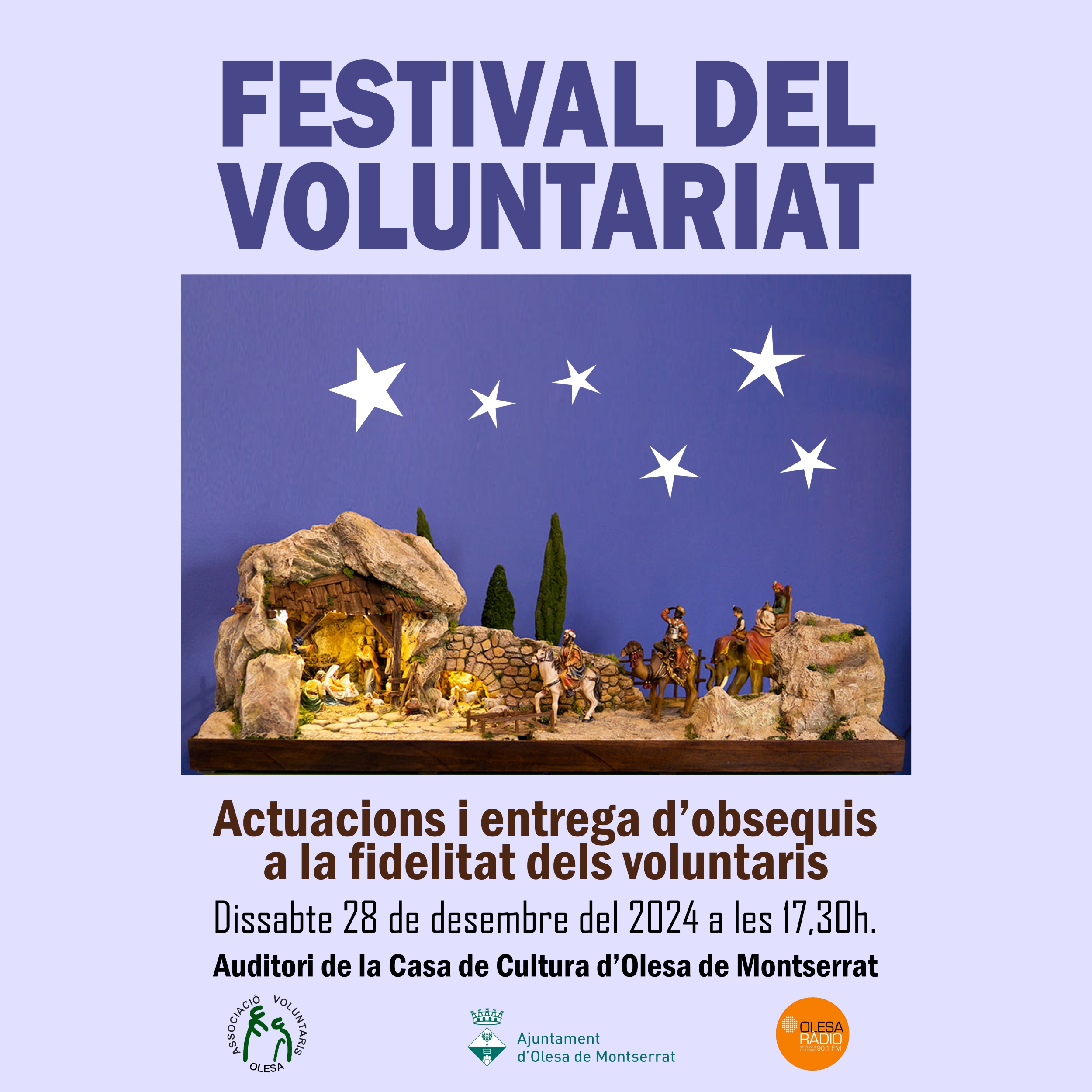 Cartell del Festival del Voluntariat que organitza l'AVO pel desembre de 2024