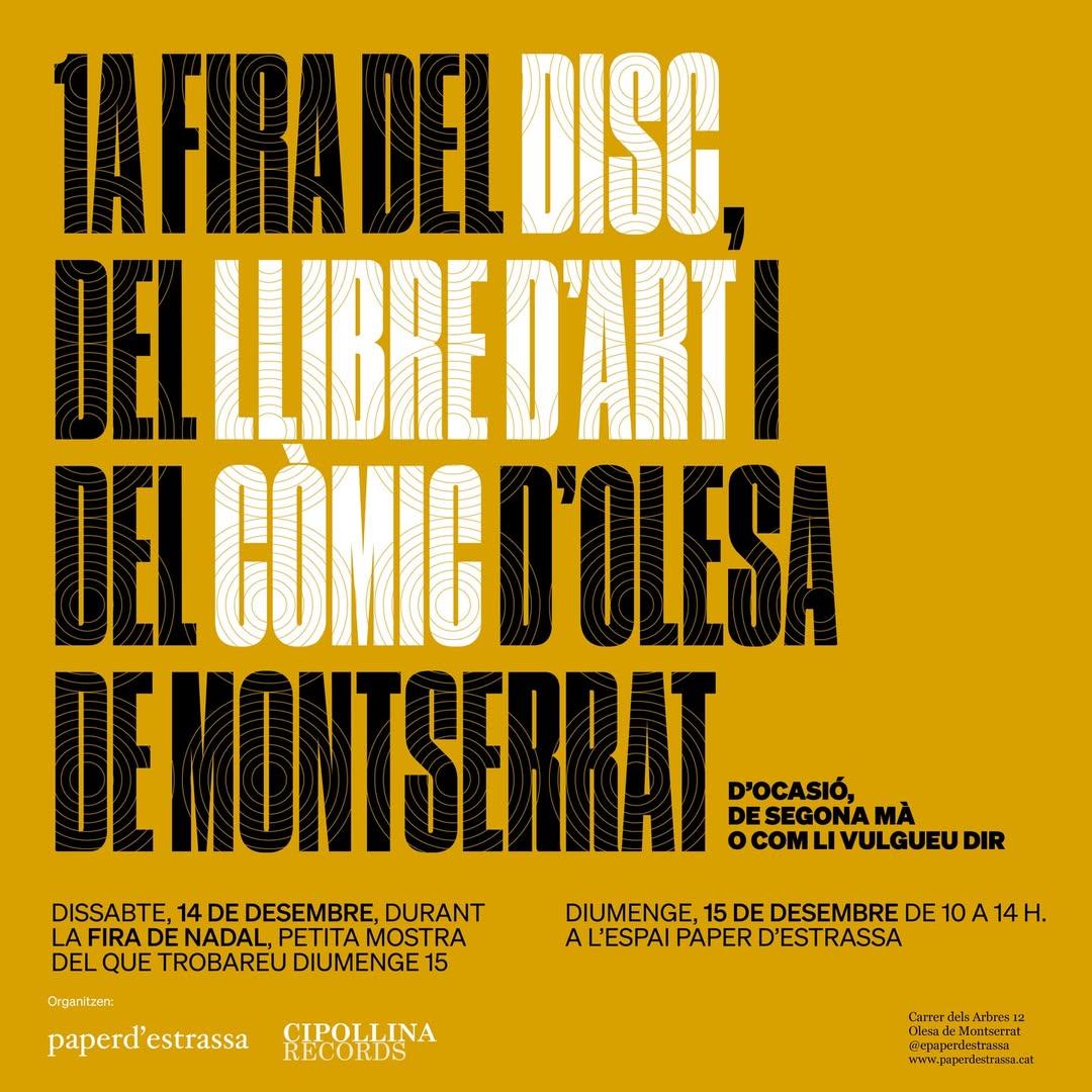 Cartell de la primera fira del disc, el llibre d'art i el còmic d'Olesa de Motnserrat