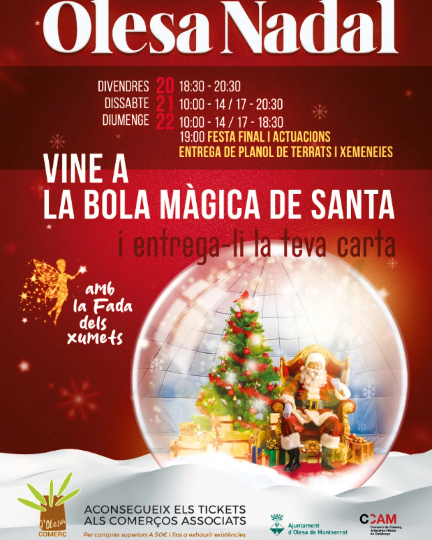 Cartell de la Bola màgica de Santa Claus per Nadal 2024