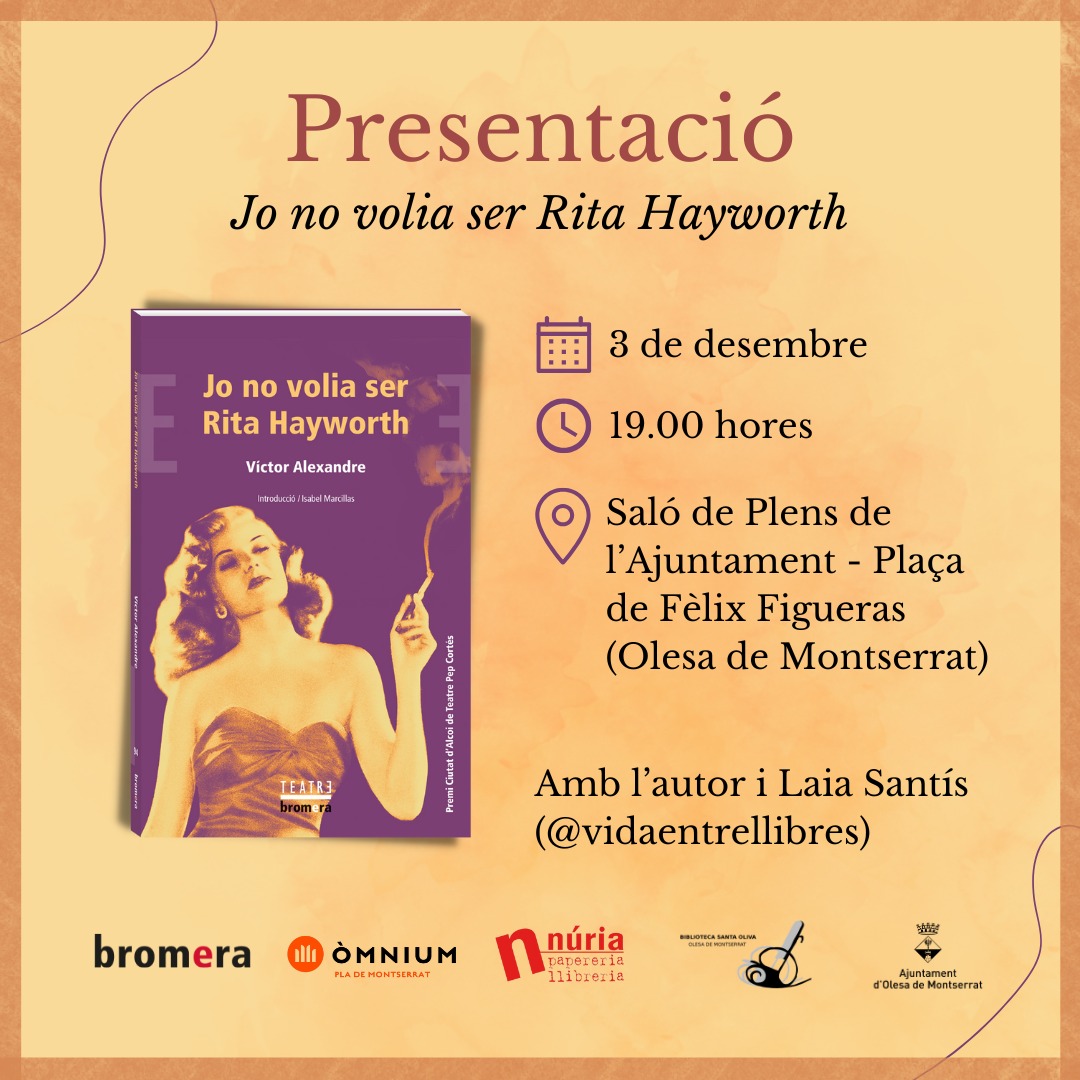 Cartell de la presentació del llibre Jo no volia ser Rita Hayworth