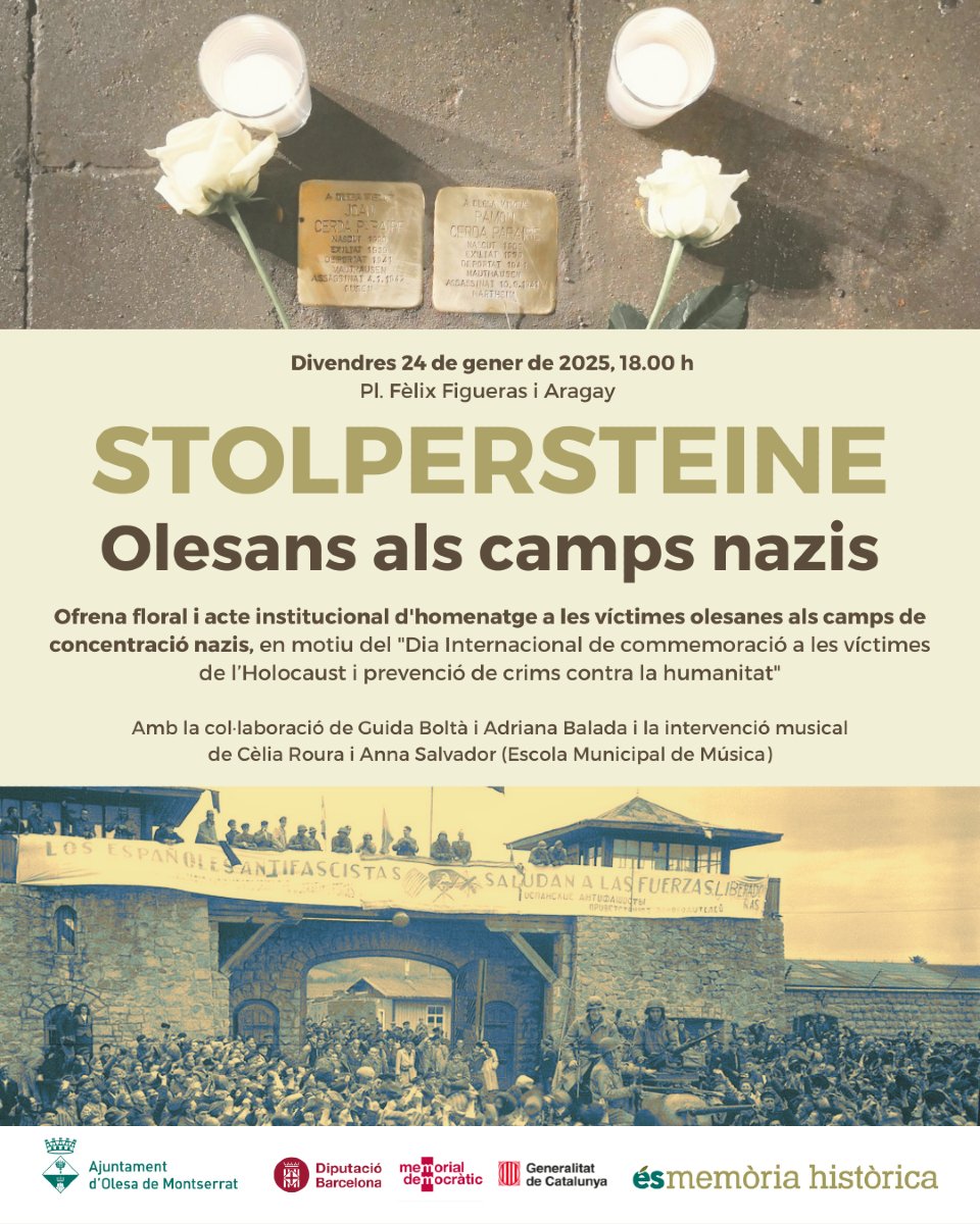 Cartell de l'ofrena a les llambordes Stolpersteiene 2025