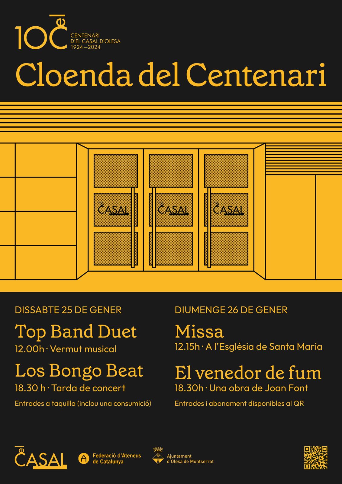 Cartell dels actes de cloenda del Centenari del Casal