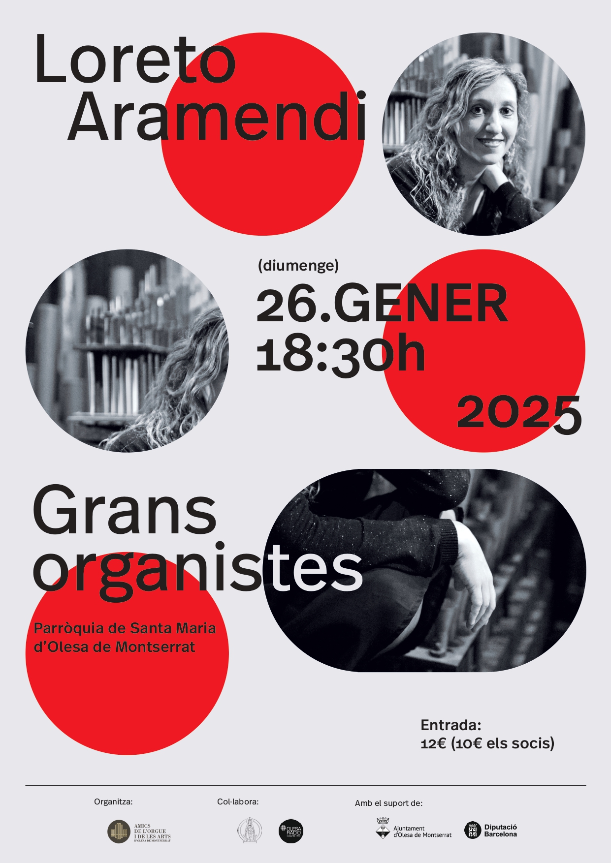 Cartell del concert de l'organitsa Loreto Aramendi el gener de 2025