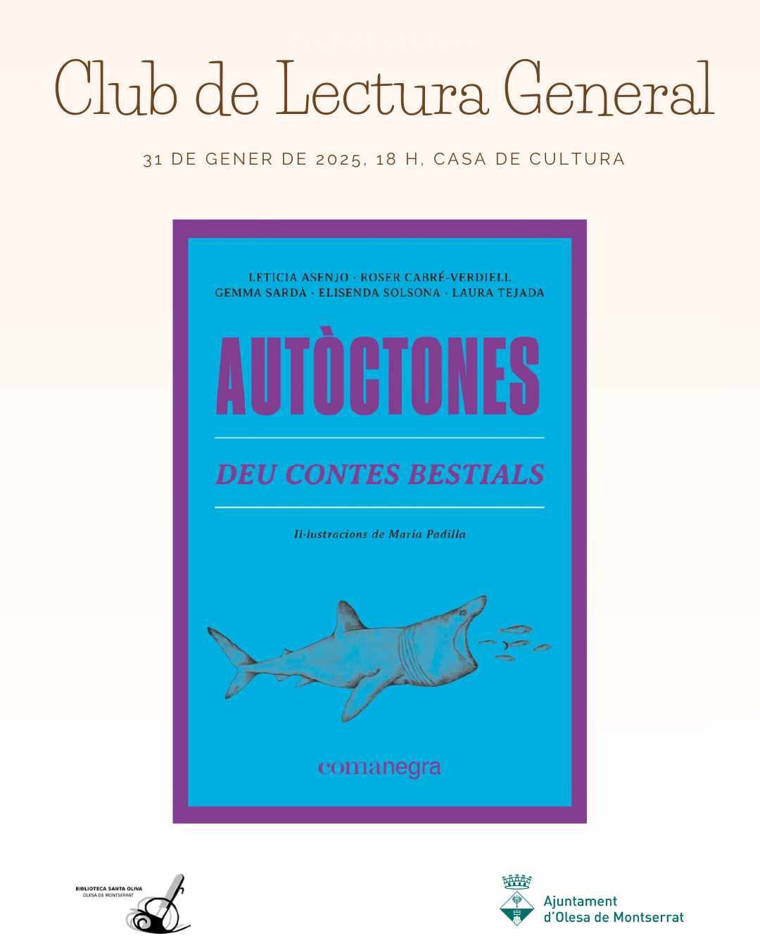 Cartell del club de lectura generalista del mes de gener de 2025