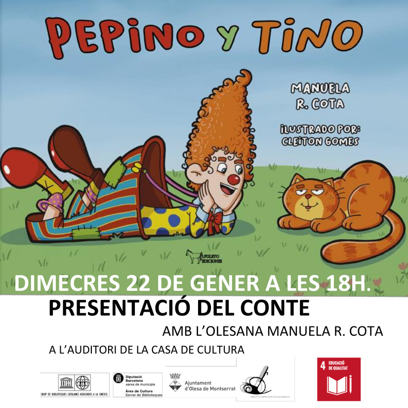 Cartell de la presentació del llibre Pepino y Tino gener 2025